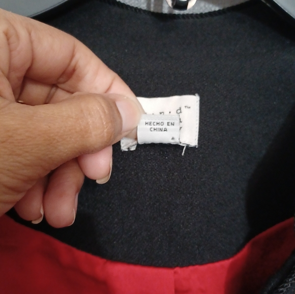 and eawy women's jacket black and gold buttons floral embroidery sz 6 and pocket - Picture 6 of 12